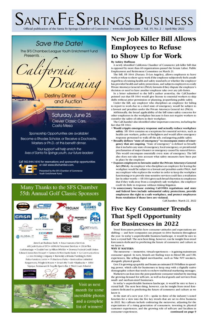 thumbnail of April – May 2022 – Santa Fe Springs Chamber Newspaper