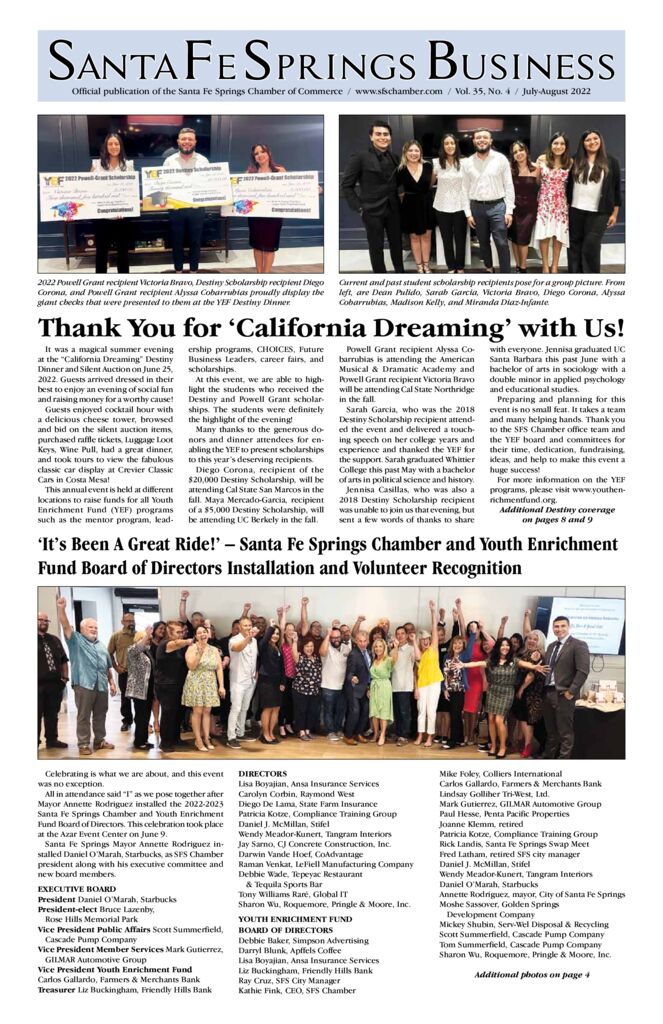 thumbnail of July-August 2022 Santa Fe Springs Chamber Newspaper