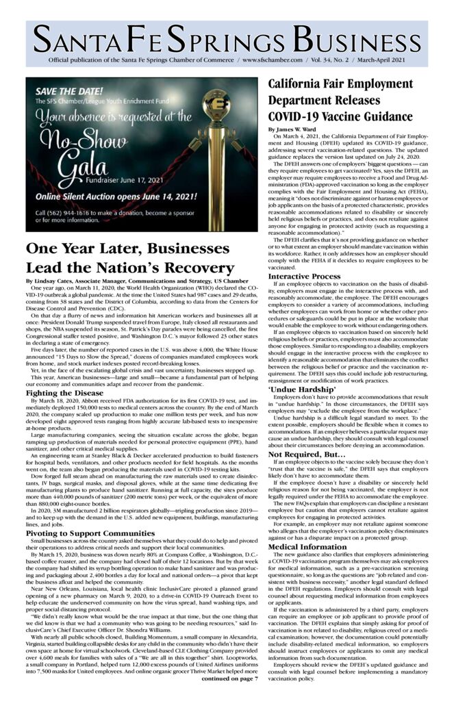 thumbnail of March – April 2021 – Santa Fe Springs Chamber Newspaper