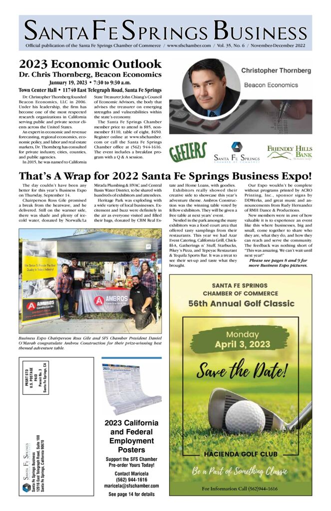 thumbnail of November-December 2022 Santa Fe Springs Chamber Newspaper